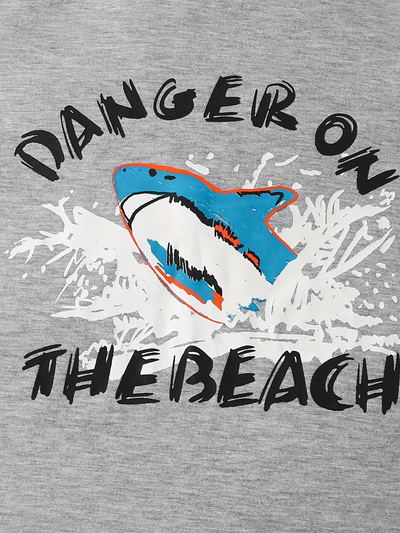 Boys Shark Graphic Outfit Round Neck T shirt & Shorts Kids Summer Clothing