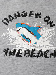 Boys Shark Graphic Outfit Round Neck T shirt & Shorts Kids Summer Clothing