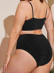 Solid Cami Top & Panties Bikini Set Plus Size