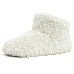 Women's Cozy Fuzzy Slipper Boots - Solid Slip On Indoor Shoes
