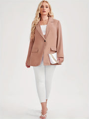 One Button Lapel Blazer Solid Work Office Outerwear