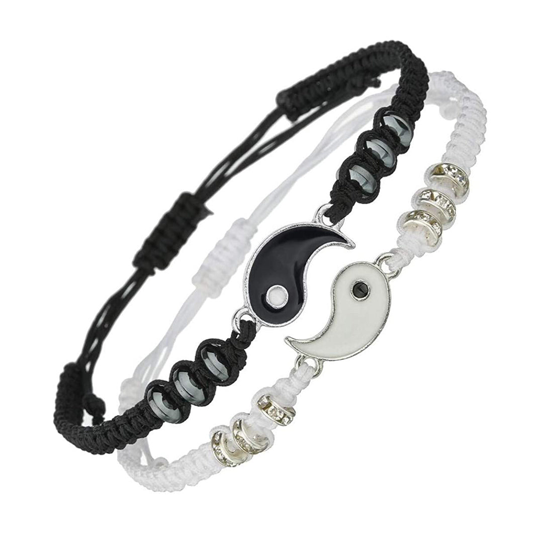 2pcs Kids BBF Bracelets For 2 Matching Yin Yang Cord Bracelets