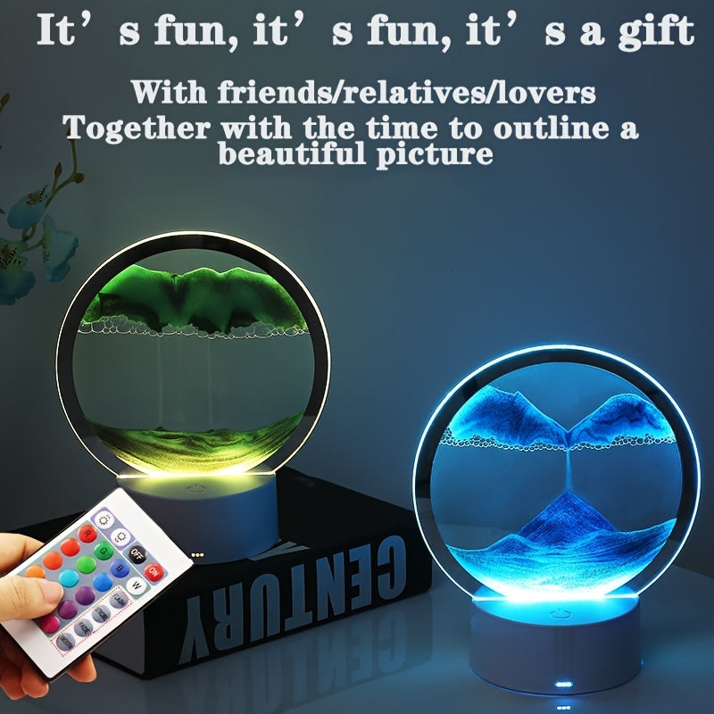 Moving Sand Art Picture 360 Rotating Hourglass Decoration 3D Deep Sea Sandscape