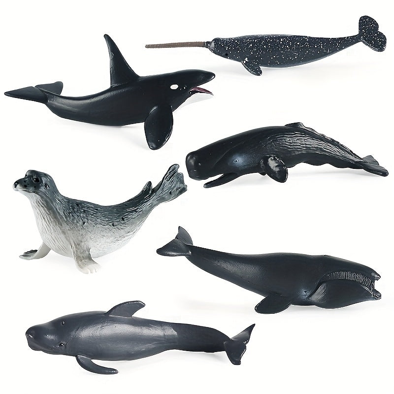 6pcs Marine Life Model Fish Animal Toys Shark Killer Whale Ornaments