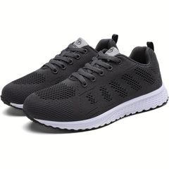 Women's Solid Running Shoes Mesh Outdoor Sneakers Lace Up Sports Shoes