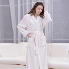 Autumn Winter Flannel Bathrobe Soft Unisex Nightgown Warm Long Robe