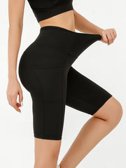 Women's High Waist Biker Shorts With Pockets - Yoga Running Compression Shorts