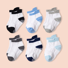 6 Pairs Baby Non Slip Floor Socks Cotton Ankle Socks for Toddler Boys Girls