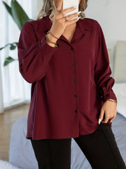 Button Up Lantern Sleeve Blouse