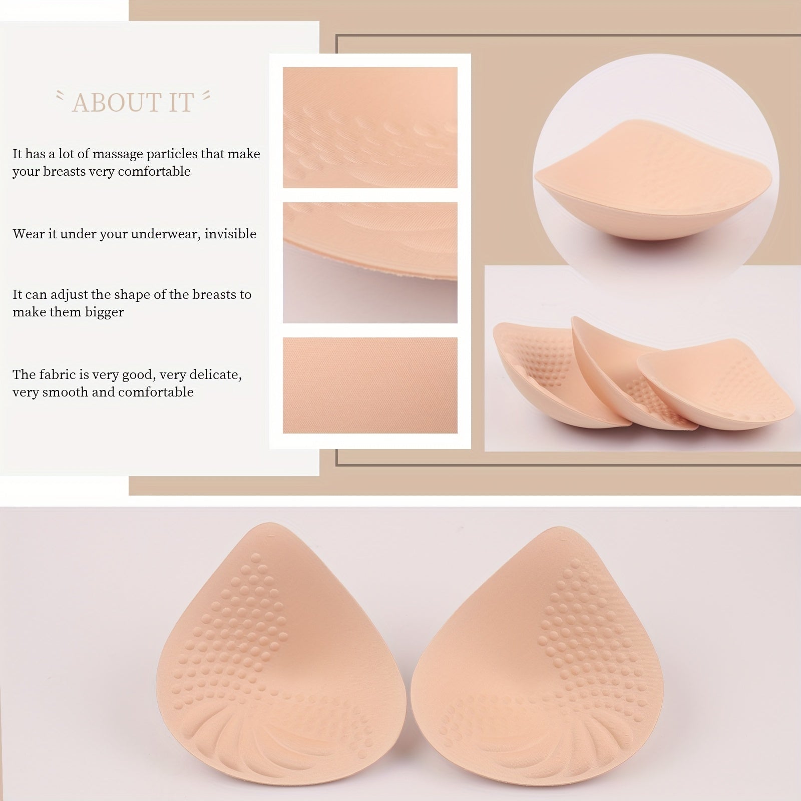 2 Pairs Soft Bra Insert Pads Women's Lingerie Accessories