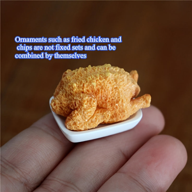 Miniature Fried Chicken & Hamburger Set for Dollhouses