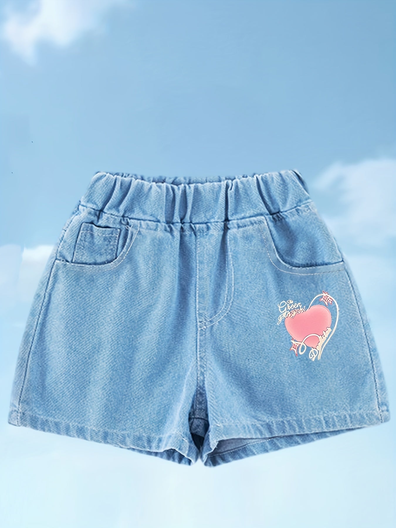 Girls' Princess Graphic Denim Shorts For Casual Summer