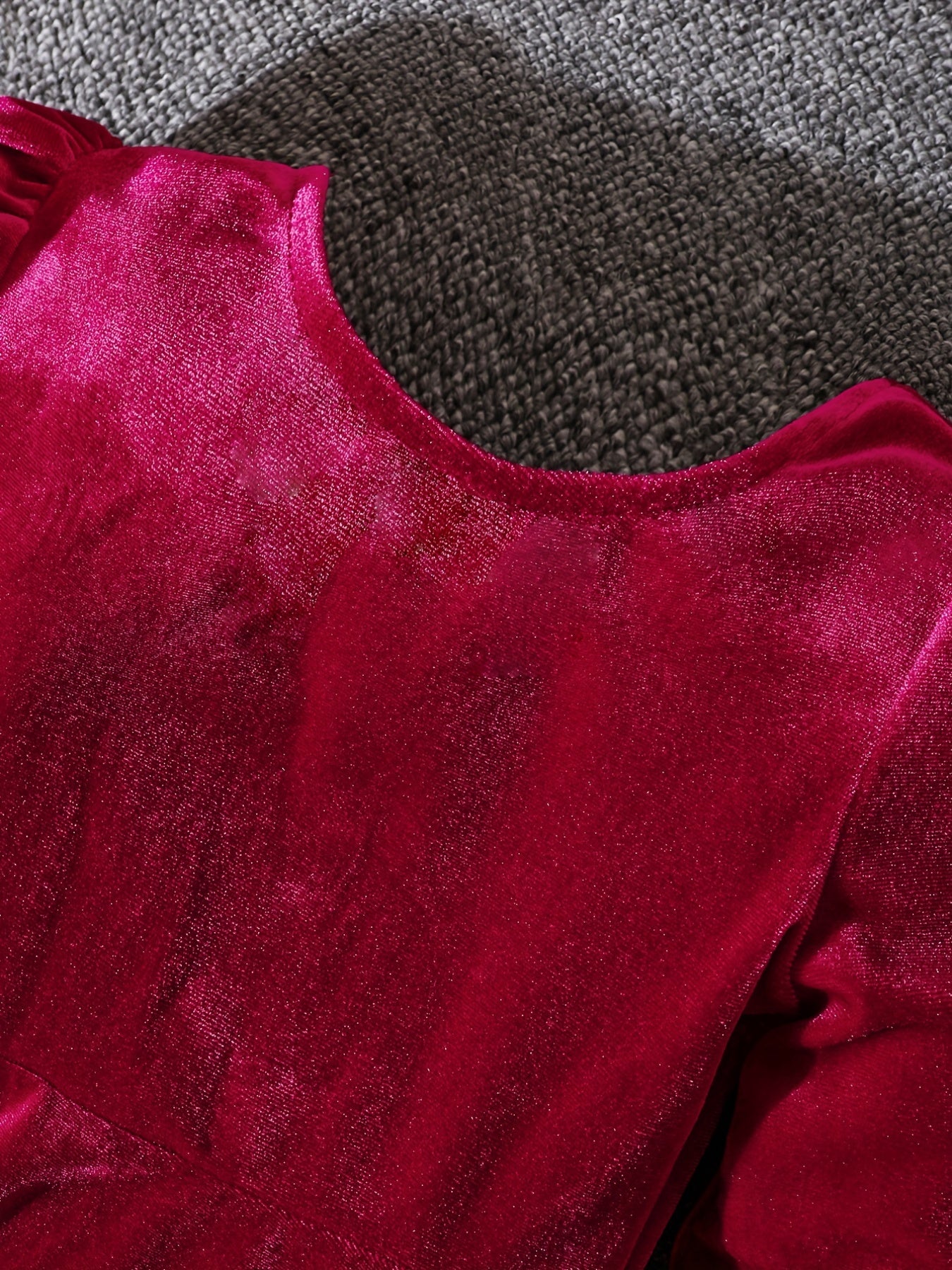 Girls Vintage Velvet Dress Back Bowknot Long Sleeve Party