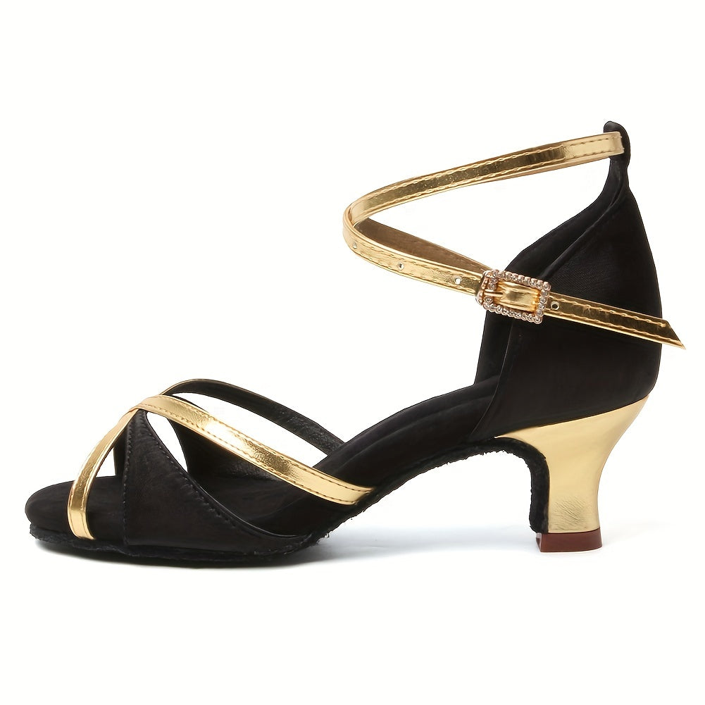 Women's Non-slip Med Heel Dance Sandals Lightweight Latin Dance Shoes