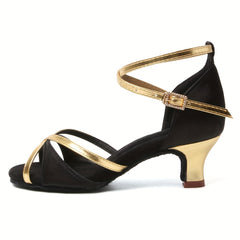Women's Non-slip Med Heel Dance Sandals Lightweight Latin Dance Shoes