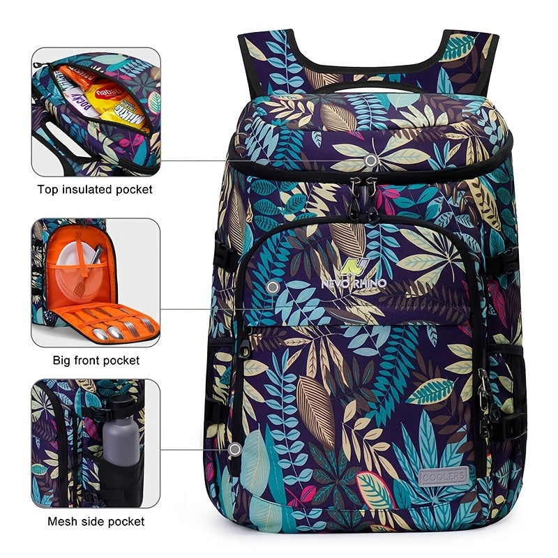 Floral Insulated Cooler Backpack Waterproof Daypack