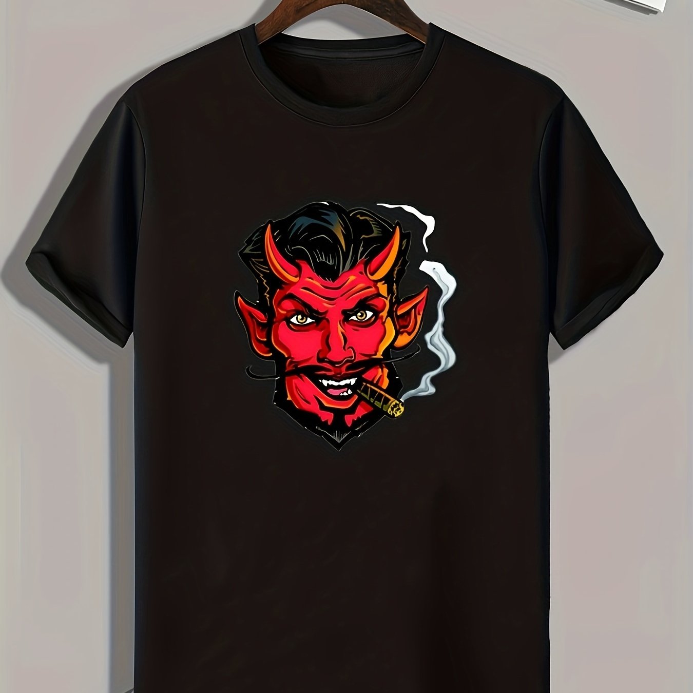 Smoking Devil Pattern Print Men's Sports T-shirt