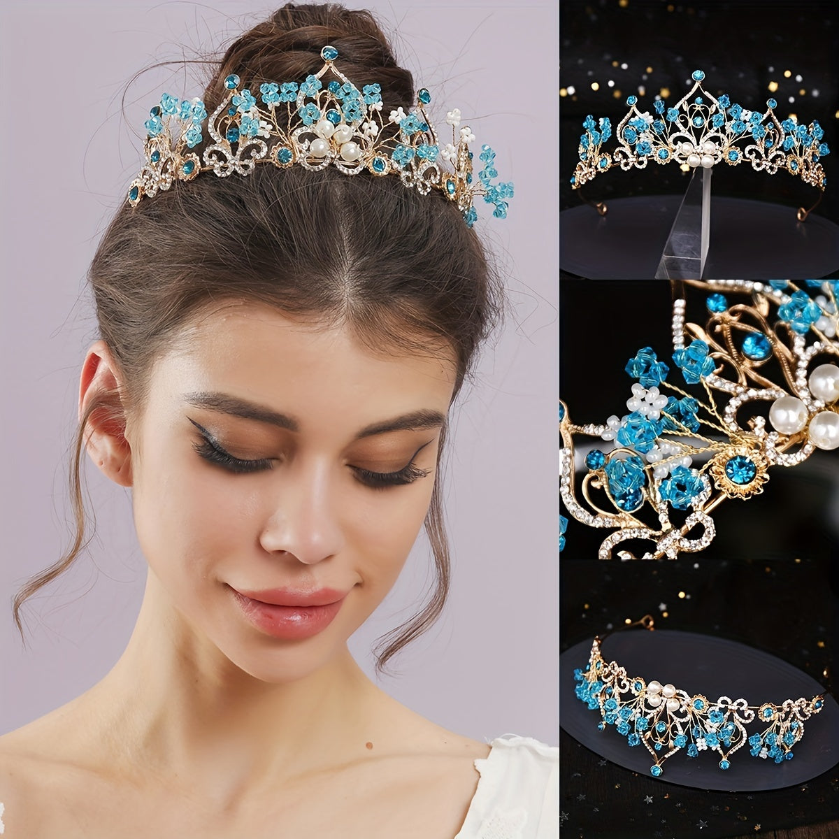 Crystal Rhinestone Tiara for Wedding Party Costume