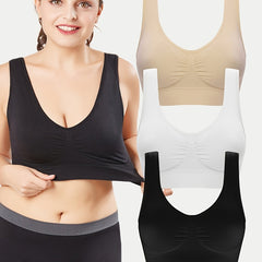 3 Pack Plus Size Basic Bras Set Women's Plus