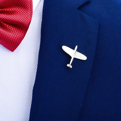 Silver Retro Airplane Brooch Men Electroplating Gift Pin Metal Brooch