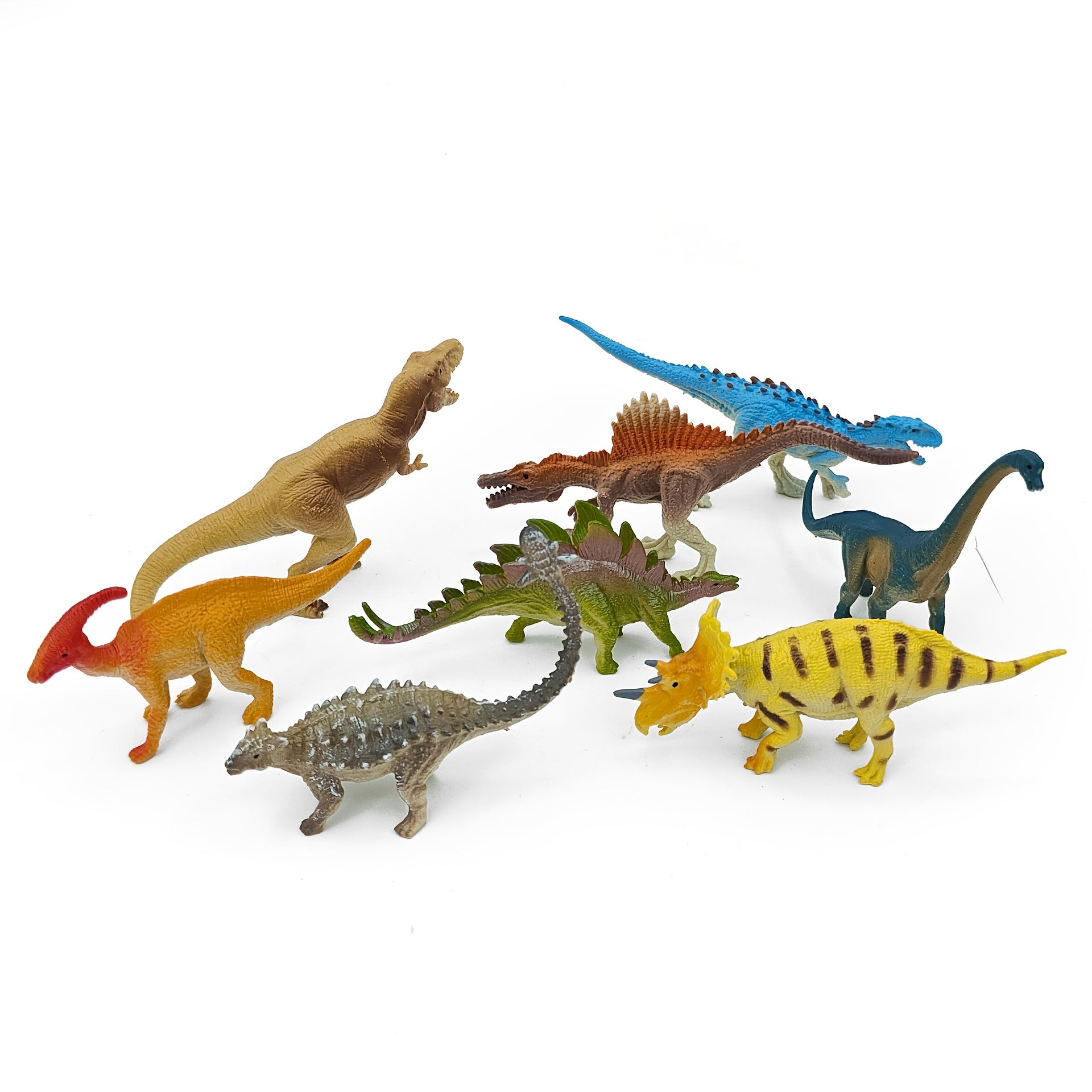 8pcs Dinosaur Toy Set Realistic PVC Models Brachiosaurus T Rex Stegosaur