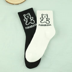 Men's Bear Crew Socks 2 Pairs Breathable Comfy Casual Outdoor Unisex
