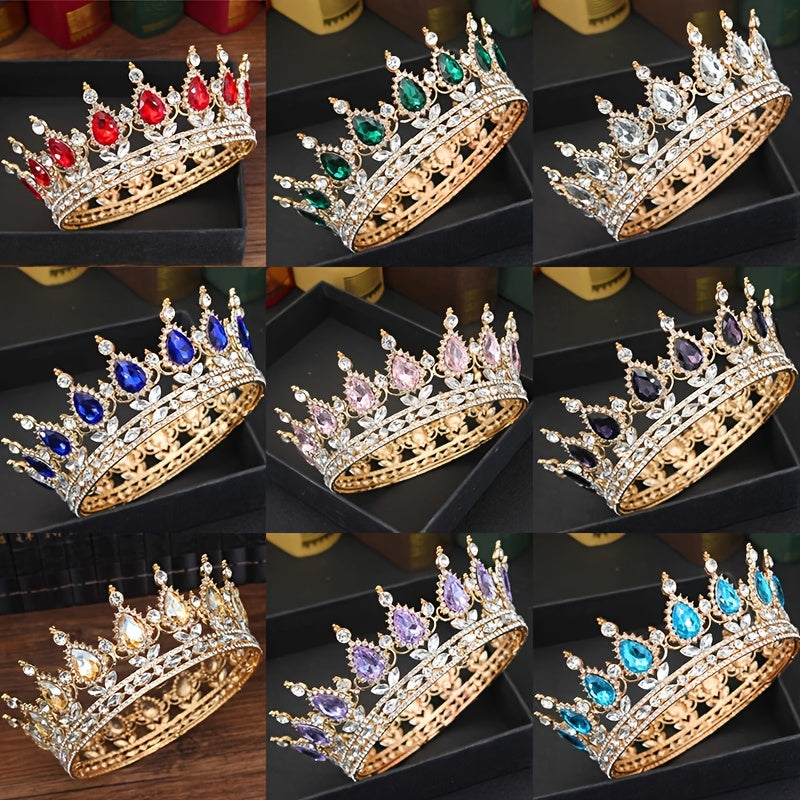 Golden Baroque Queen Crown And Tiaras Rhinestone Wedding Crown Bride Tia