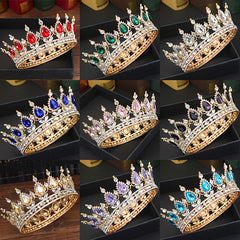 Golden Baroque Queen Crown And Tiaras Rhinestone Wedding Crown Bride Tia