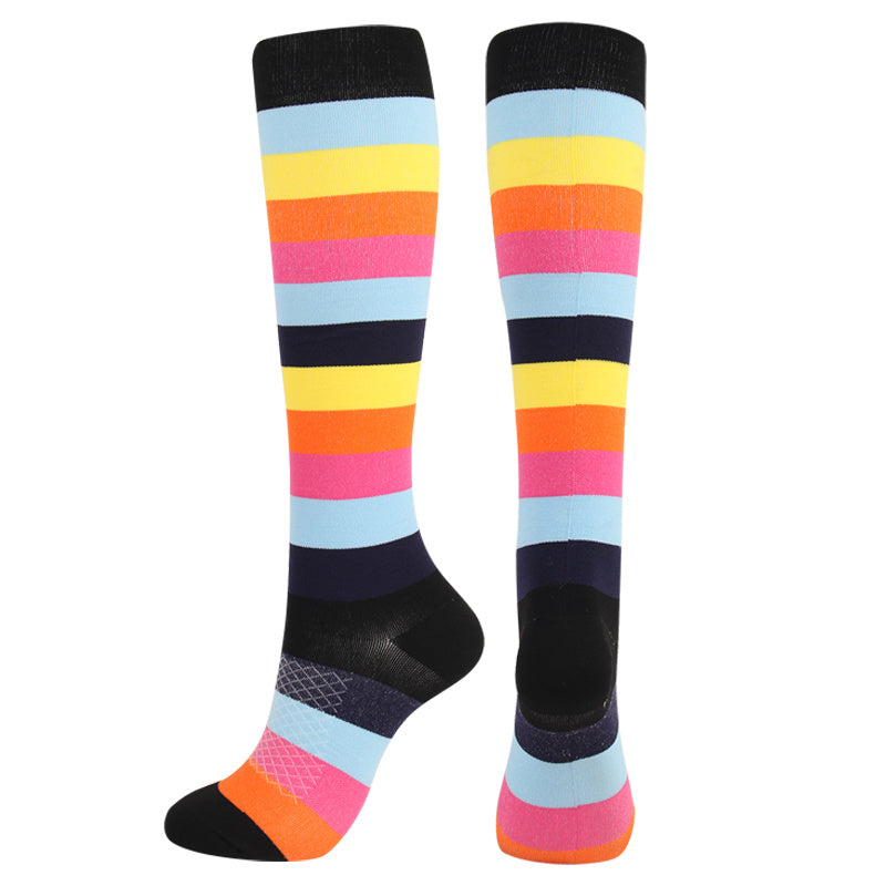 Striped Compression Sports Socks for Outdoor Fitness