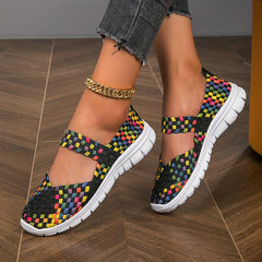 Women's Braided Walking Shoes Breathable Slip On Casual Knitted Shoes