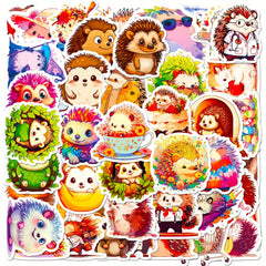50pcs Hedgehog Stickers Waterproof DIY Friendly for Water Bottles Laptops Phones