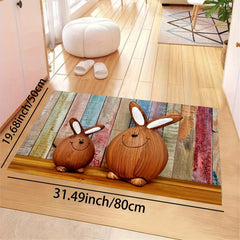 Rabbit Pattern Rug Machine Washable Floor Mat Room Decorative Carpet