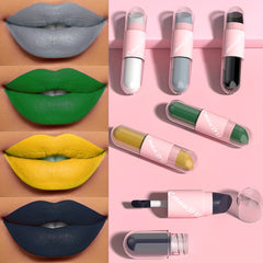 2-in-1 Lipstick Lip Gloss Set Waterproof Long Lasting Matte Finish Lip Makeup