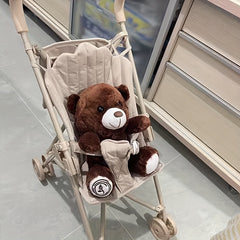 Apricot Iron Baby Doll Stroller with Storage Bag Foldable Toy Pram