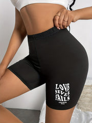Love Never Fails Letter Print Shorts Women's Clothing