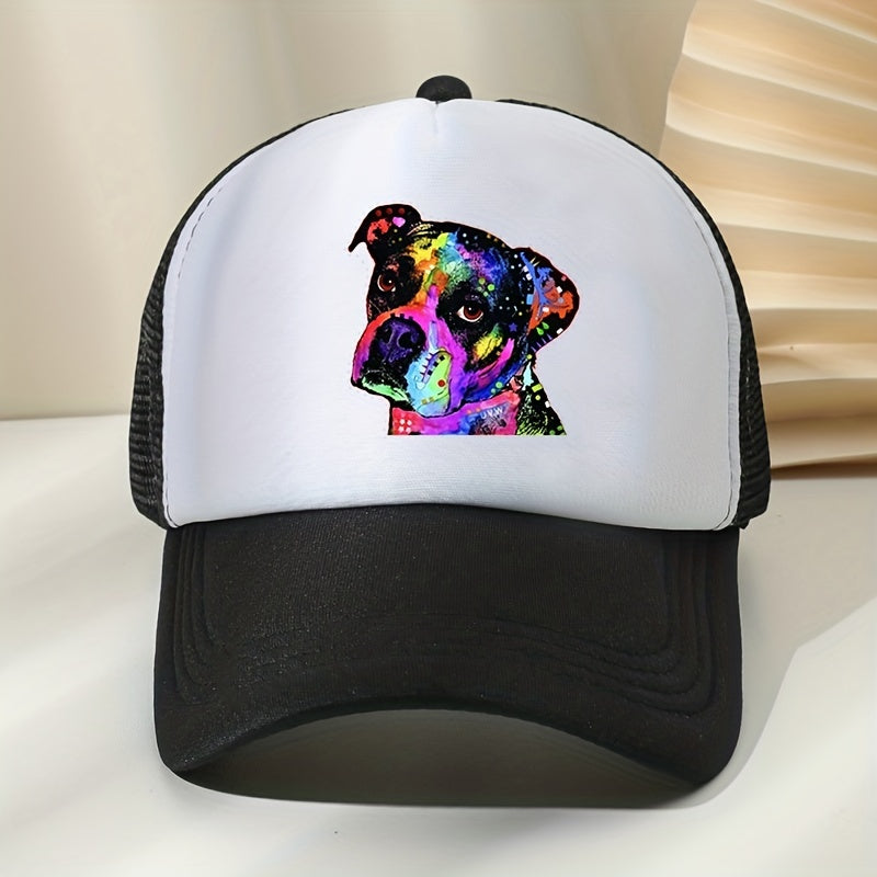Pug Dog Trucker Hat Mesh Animal Pattern Baseball Cap Casual Sunshade Dad Hats