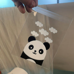 100pcs Panda Cartoon Pattern Self Adhesive Plastic Bags Candy Biscuits