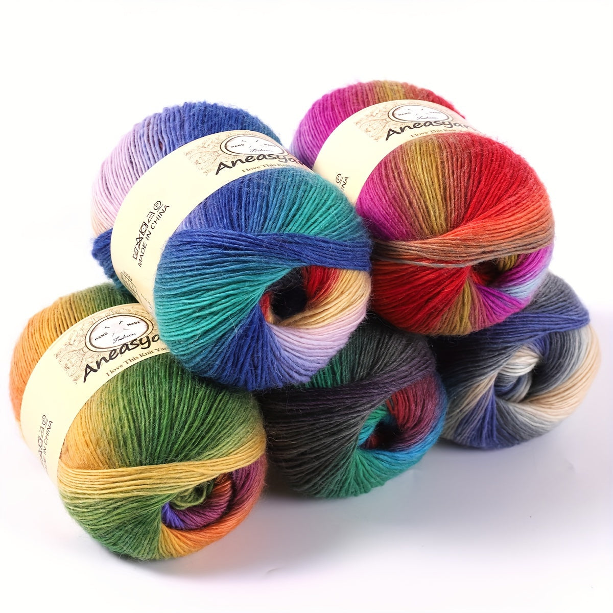 Wool Yarn Rainbow Line for Crochet Knitting 100g