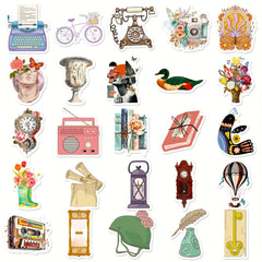 50pcs Vintage Stickers Waterproof DIY Water Bottles Laptops Phones