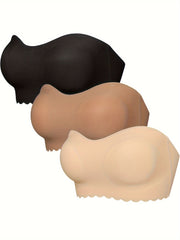3pcs Scalloped Wireless Push Up Strapless Bra Women's Lingerie