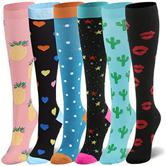 6 Pairs Durable Compression Socks for Outdoor Activities