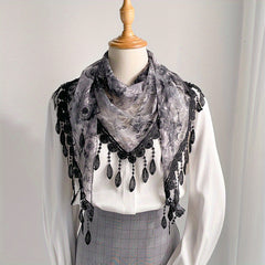 Lace Fringed Shawl Thin Breathable Scarf Inelastic Shawl Wraps