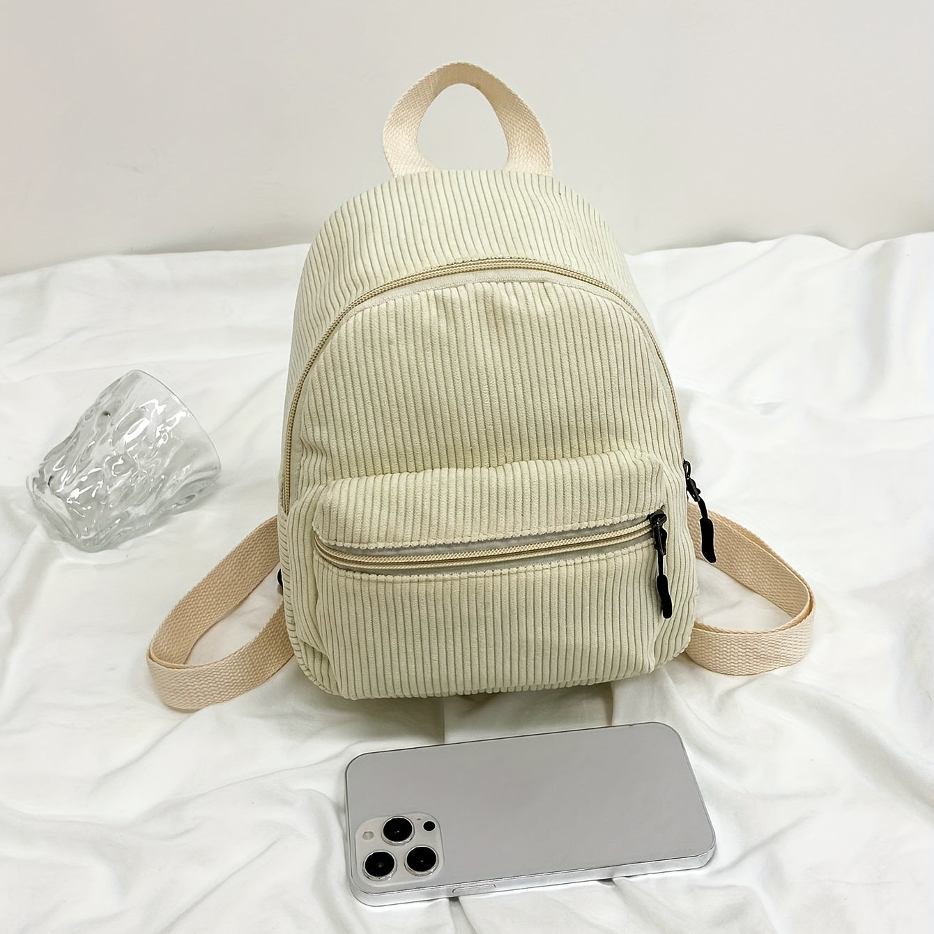 Kids Corduroy Backpack Large Capacity Lightweight Schoolbag