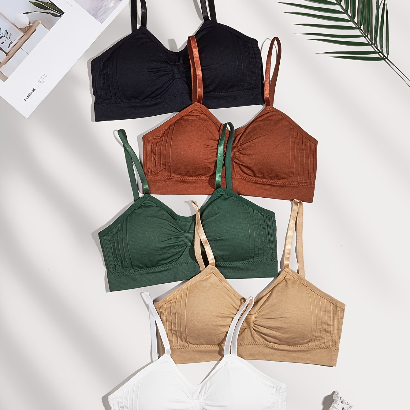 5pcs Wireless Bras Comfortable Full Coverage Women's Lingerie