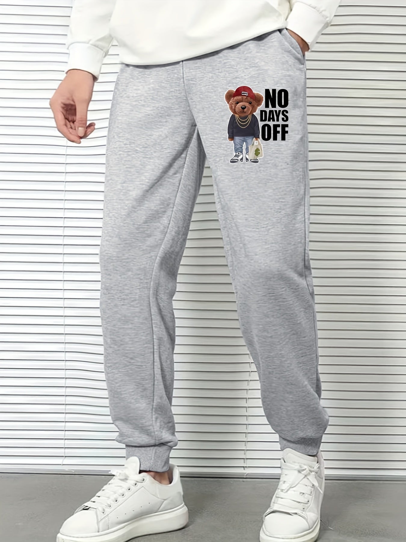 Men's Bear Print Joggers Pants Spring Summer Autumn Wear