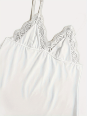 Sexy Lace Trim Nightdress V Neck Sleep Dress