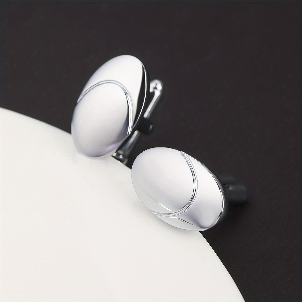 Glossy Nail-Shaped Business French Cufflinks 2-Pack
