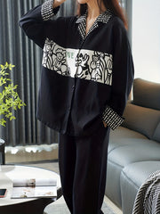 Cartoon Print Lounge Set Long Sleeve Top & Pants