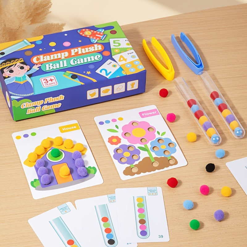 164pcs Sorting Ball Game for Kids Soft Flock Counting Balls Sensory Learning Toy