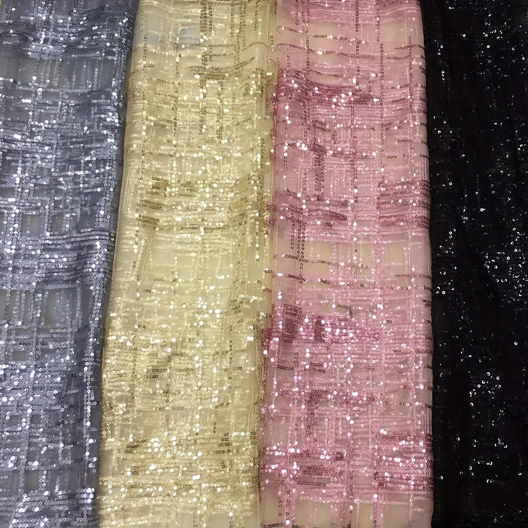 Mesh Sequin Embroidery Fabric Gingham Dress Lace Glitter Sequins